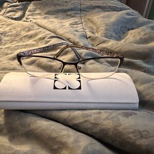 Stylish Women's Eyeglasses with Brown and Silver Frame